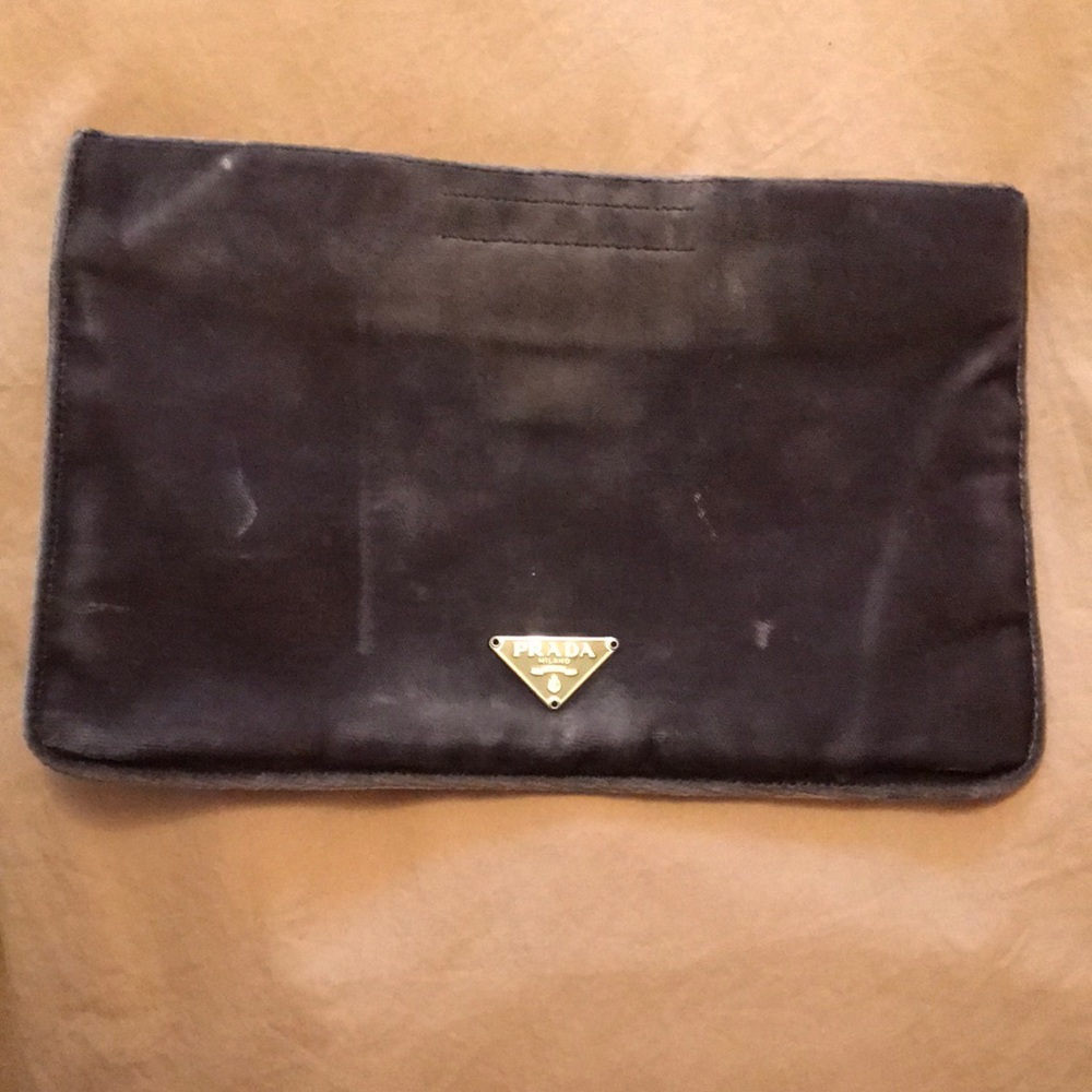 Prada gray velvet clutch/small bag